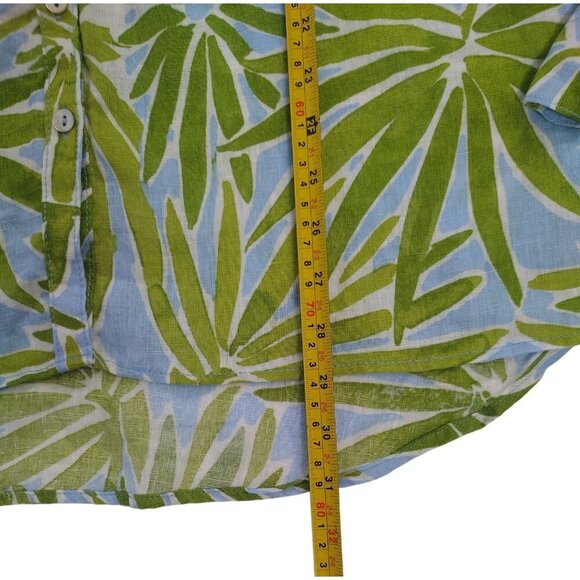 Sigrid Olsen 100% Linen Button-Down Shirt With Green & Blue Leaf Print, Womens M - Picture 8 of 8